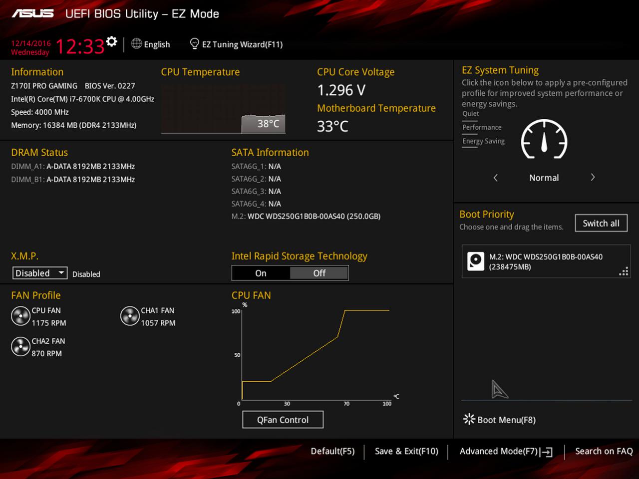 [07/04/2017] Das UEFI (Hauptmenü) des Asus Z170I Pro Gaming