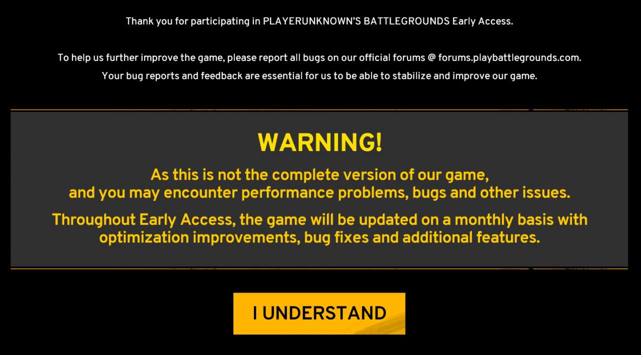 [28/04/2017] Playerunknown's Battlegrounds - Early Access Warning
