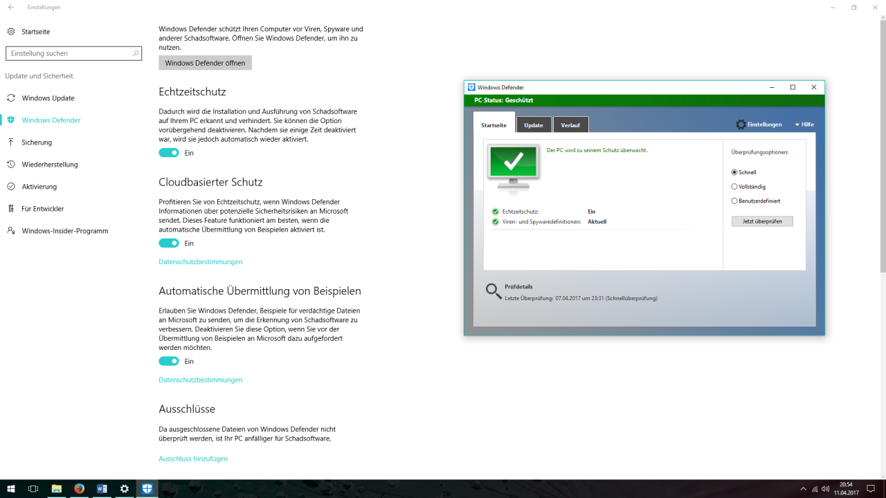 [12/04/2017] Der Windows Defender vor dem Creators Update wirkte irgendwie verloren und nicht zugehörig.