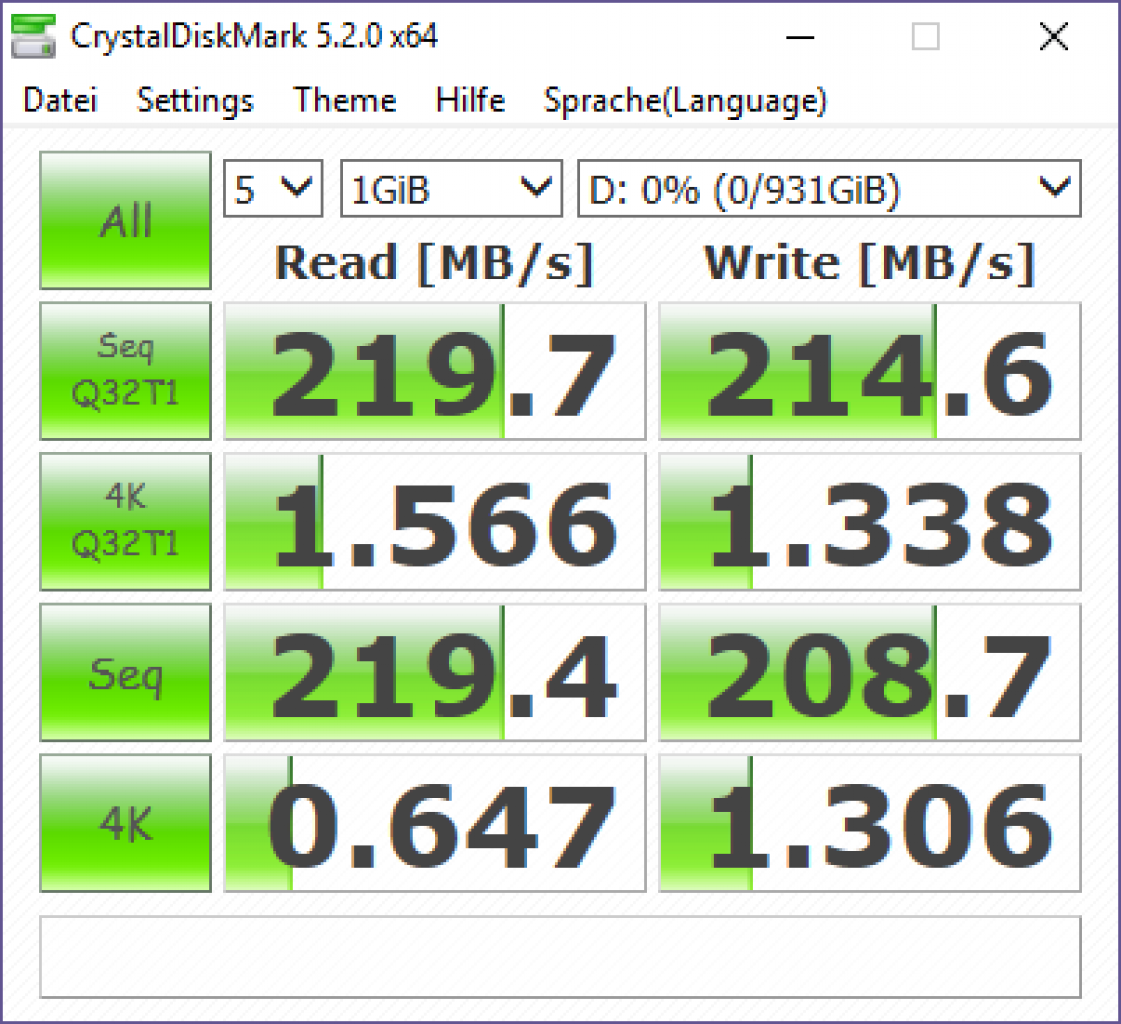 [04/04/2017] CrystalDiskMark-Benchmark der HDD