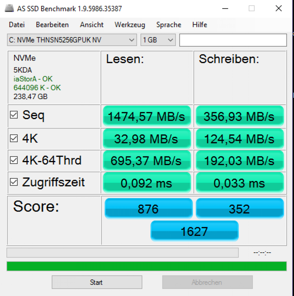 [04/04/2017] AS SSD Benchmark der PCIe-SSD