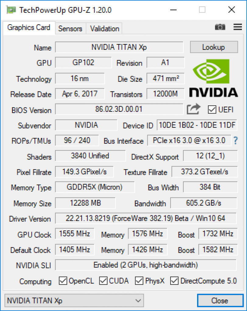 [25/05/2017] Titan Xp: Übertaktet man den GDDR5X mit etwas Glück auf 6.300 MHz, steigt die Transferrate auf über 600 GByte pro Sekunde.