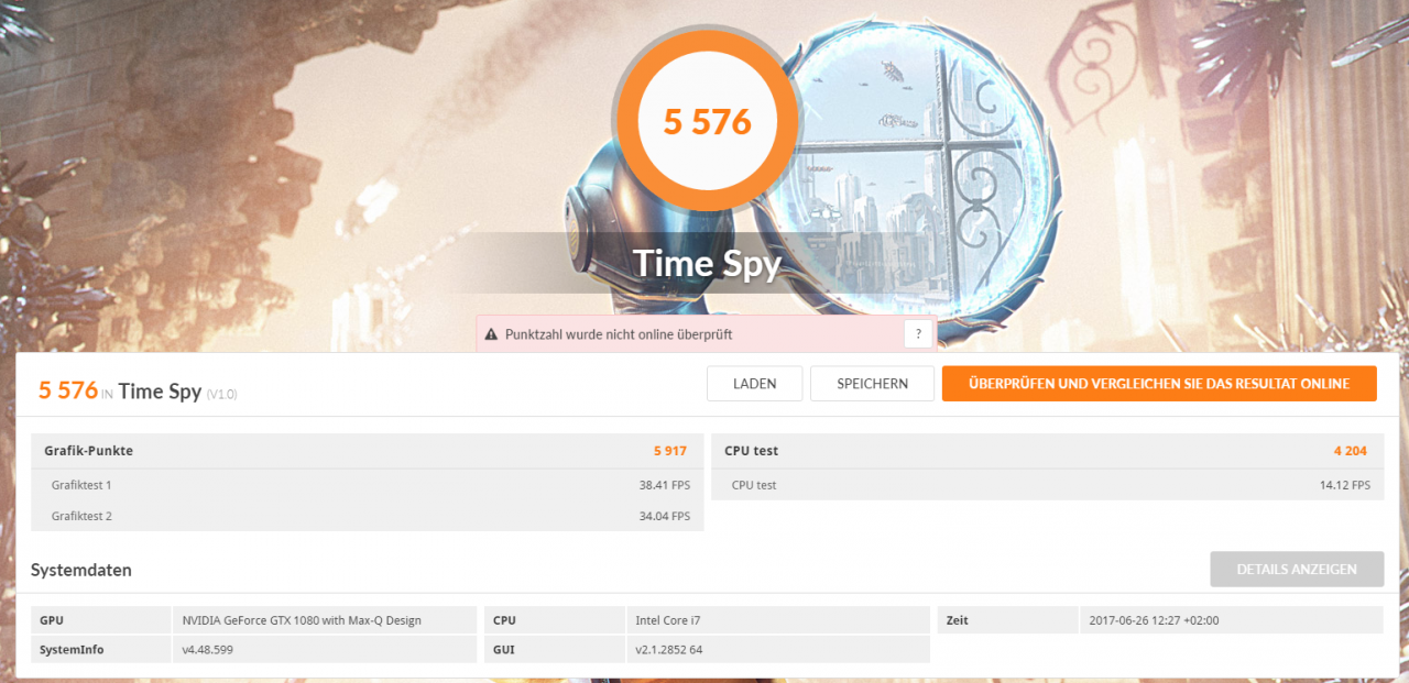 [27/06/2017] 3DMark Timespy: Asus ROG Zephyrus GX501