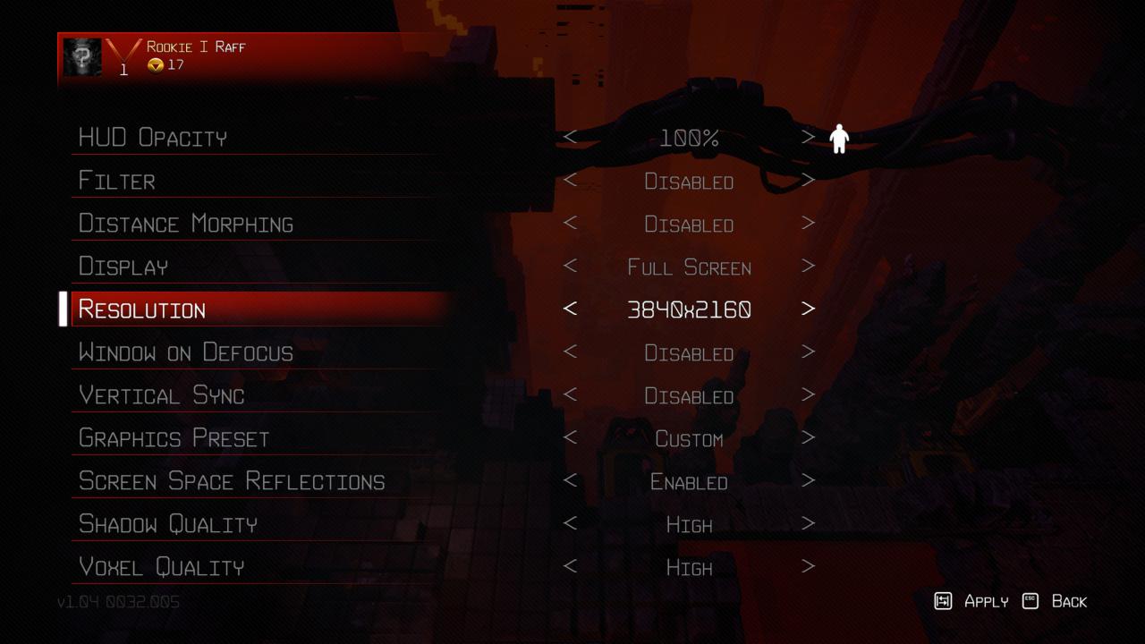 [27/06/2017] Nex Machina im Techniktest: Grafikmenü