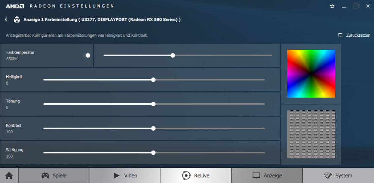 [26/07/2017] Überarbeitet in Radeon Software 17.7.2: Radeon Settings - Farbe - Anzeigefarbe (für jeden Bildschirm einzeln)