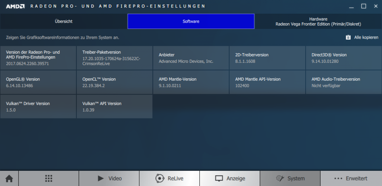 [10/07/2017] Radeon Vega Frontier Edition - Radeon Einstellungen 