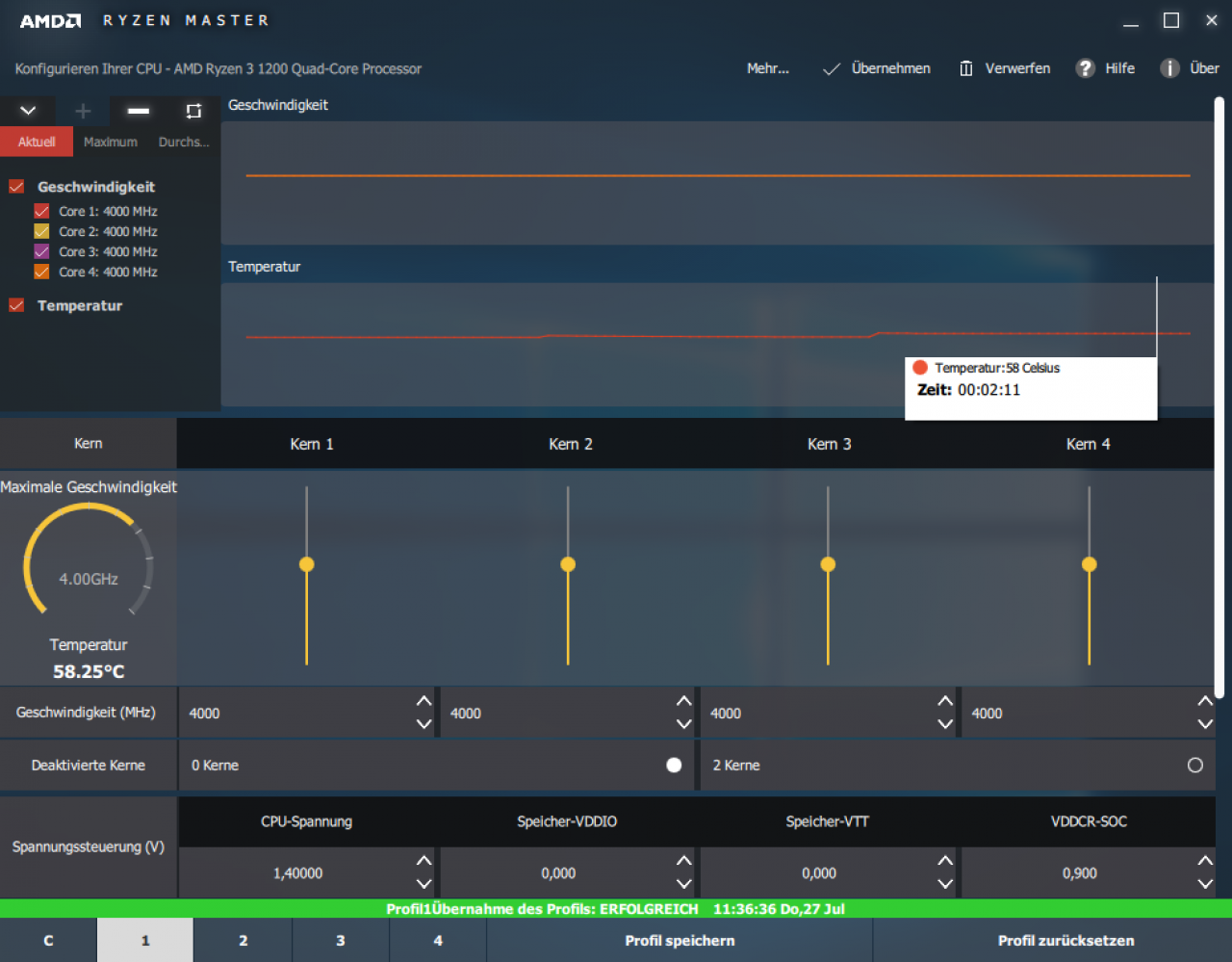[27/07/2017] Ryzen 3 1200: Overclocking mit Ryzen Master Tool