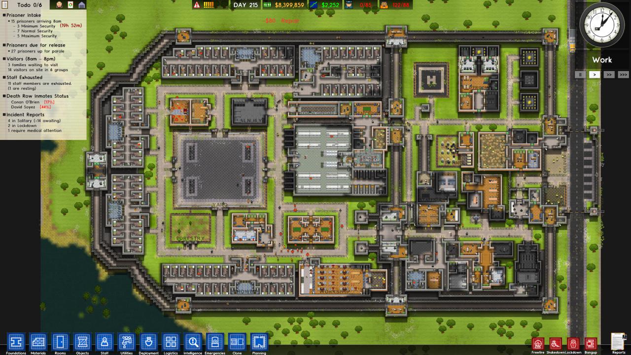 [13/07/2017] Prison Architect, Introversion, 2013: In dem von Dwarf Fortress und Dungeon Keeper inspiriertem Strategiespiel muss man ein Gefängnis on.the-fly aufbaue, denn die Häftlinge sind schon auf dem Weg in ihr zukünftiges Gefängnis.