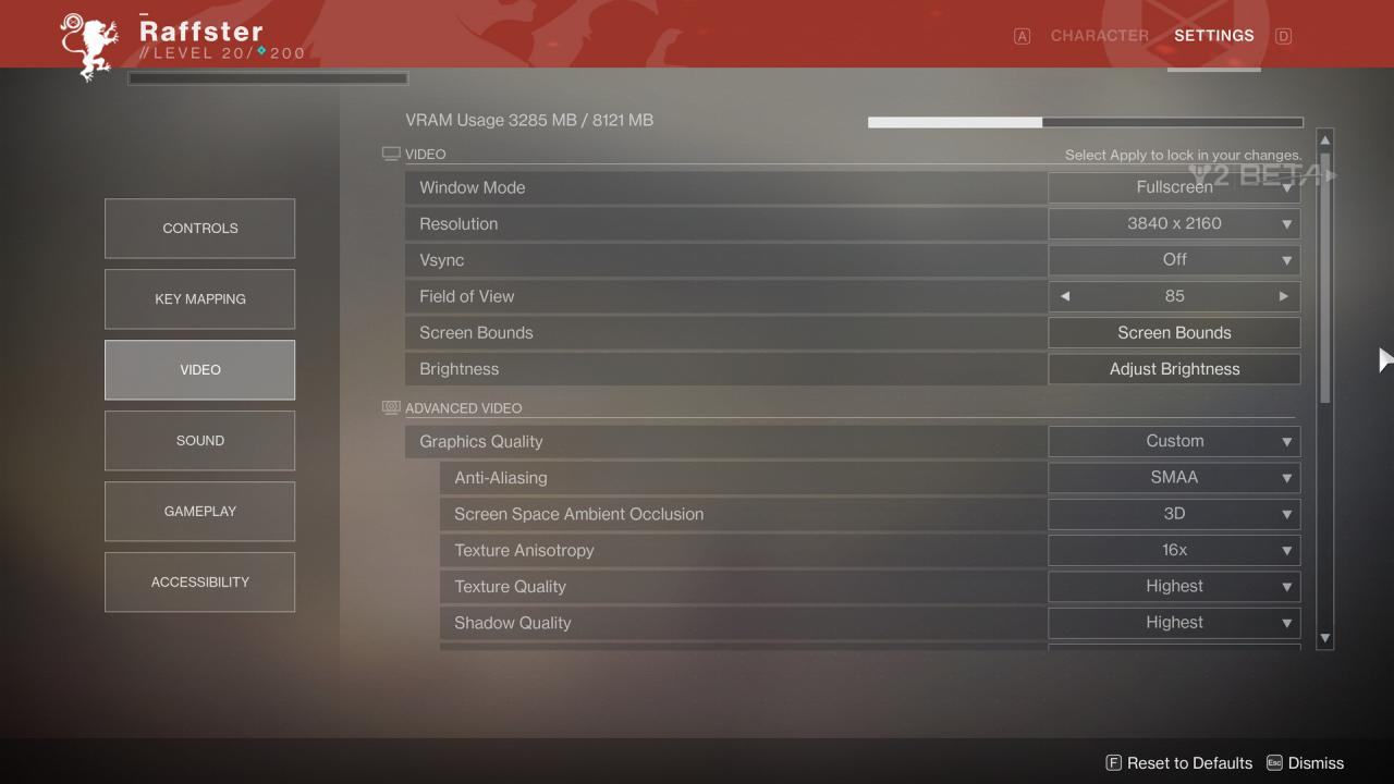 [29/08/2017] Destiny 2 BETA: Grafikmenü