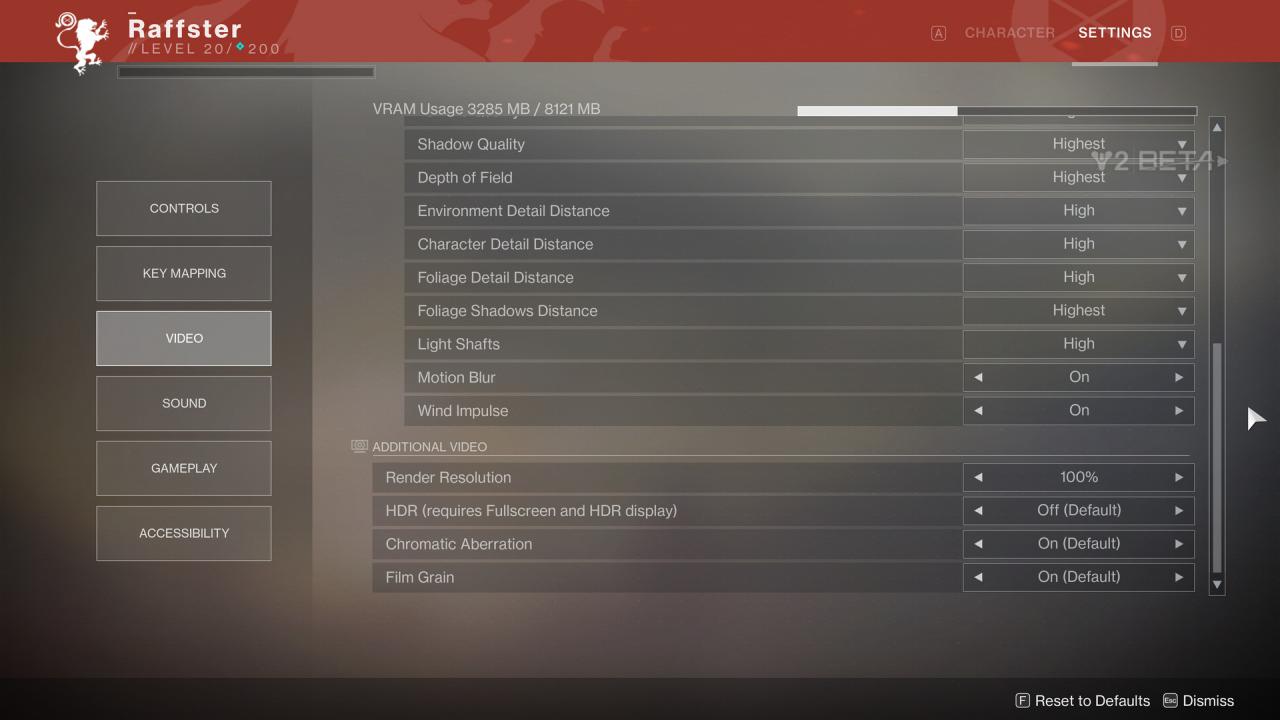 [29/08/2017] Destiny 2 BETA: Grafikmenü 2