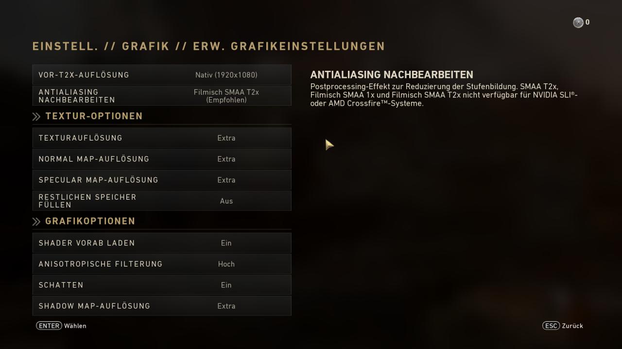 CoD WW2 Open Beta erweitertes Grafikmen&uuml; 2