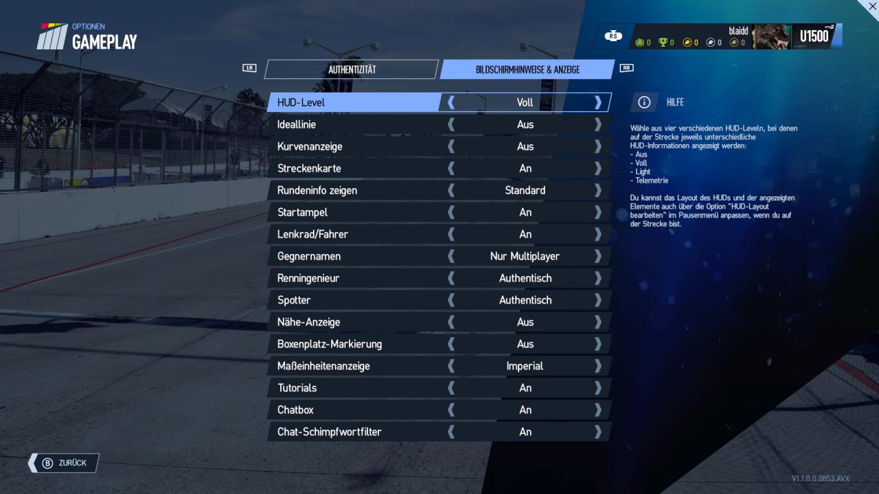 [18/09/2017] Project Cars 2 - Menüs - Bildschirm und Anzeige (1)