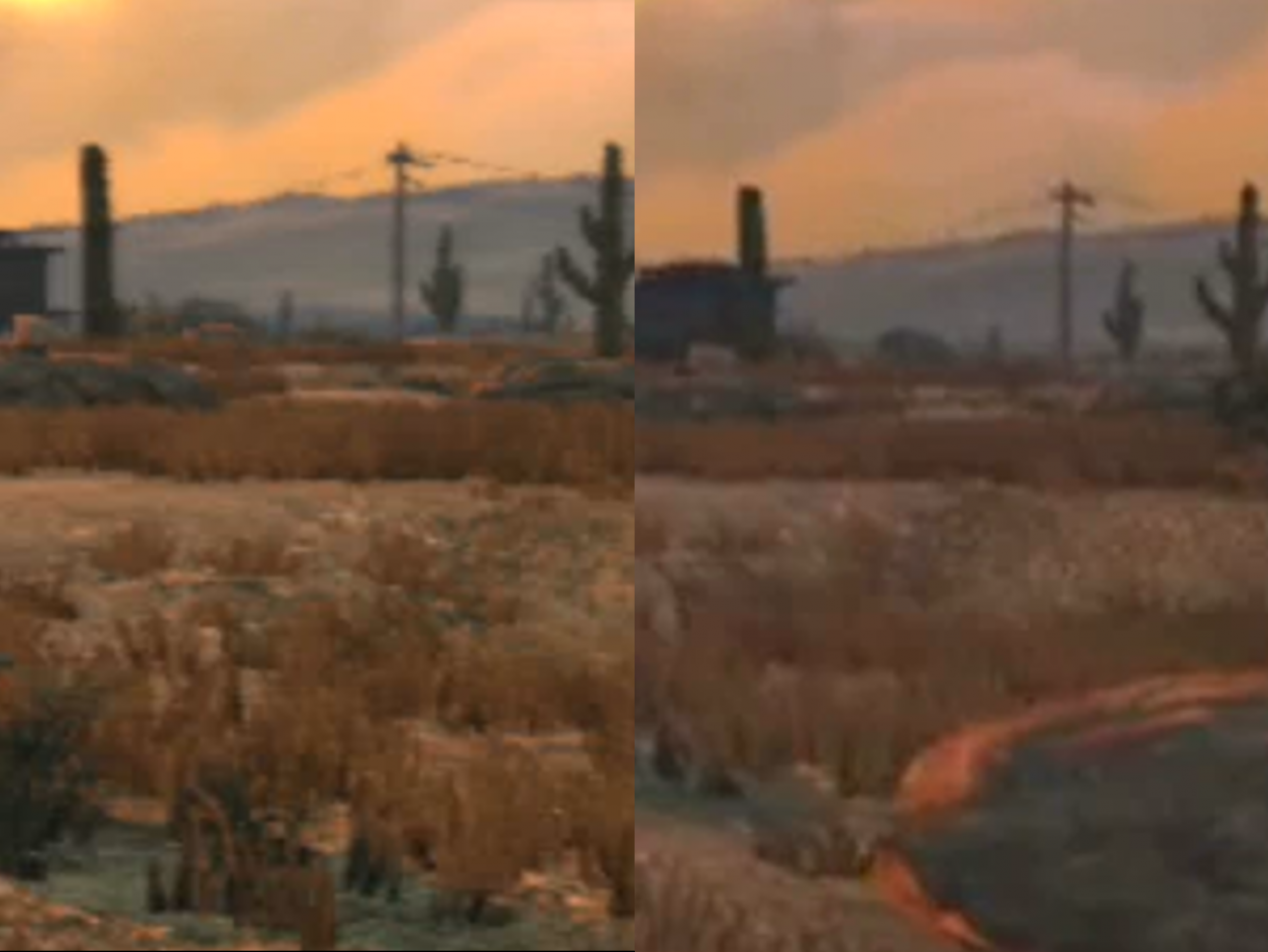 [04/09/2017] Red Dead Redemption: &nbsp;Auch in der Ferne lässt sich das Verschwimmen der Texturen beobachten. Das Gras wirkt wie ein Farbklecks ohne Details udn der Telefonmast an den Schienen im Hintergrund ist schwieriger auszumachen als im Original.