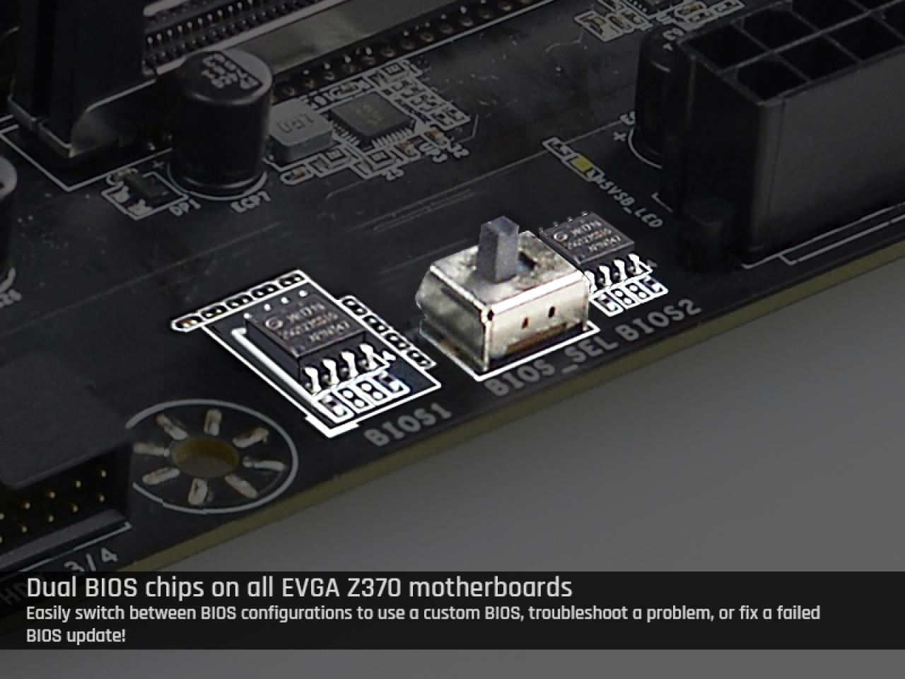 [09/10/2017] Alle Mainboards verfügen über ein Dual-BIOS, welches per Schalter gewechselt werden kann.