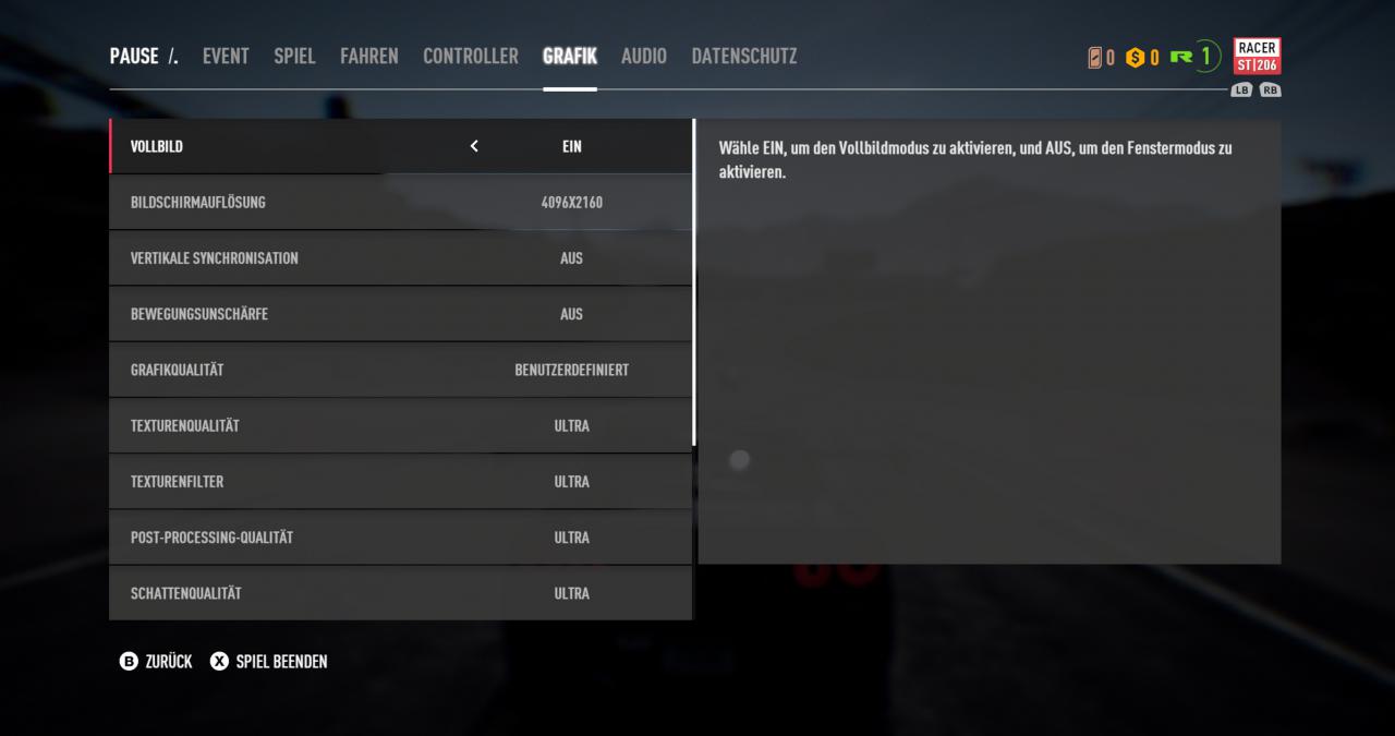 [08/11/2017] Need for Speed Payback: Grafikmenü #1