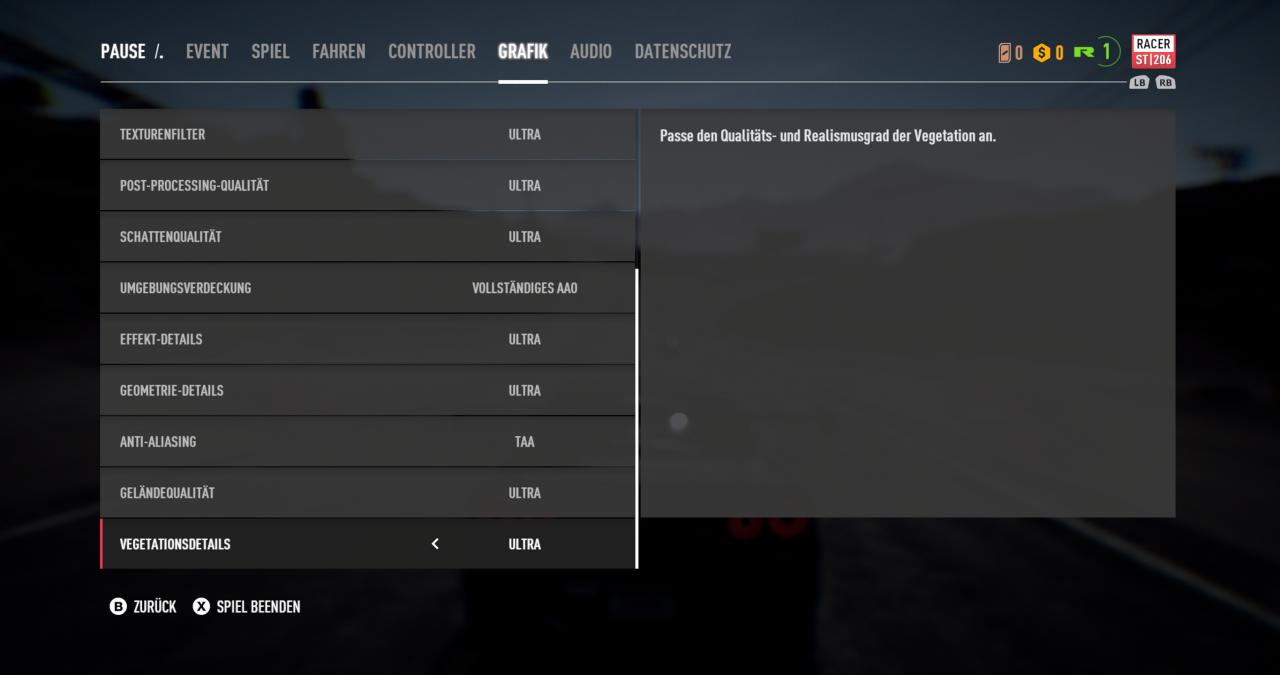 [08/11/2017] Need for Speed Payback: Grafikmenü #2