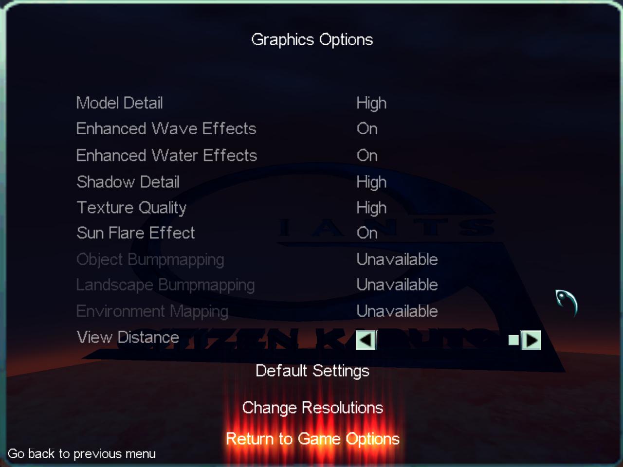 [22/12/2017] Giants mit Voodoo: 3dfx-Chips beherrschen kein Dot-3-Bumpmapping, die entsprechenden Optionen sind ausgegraut.