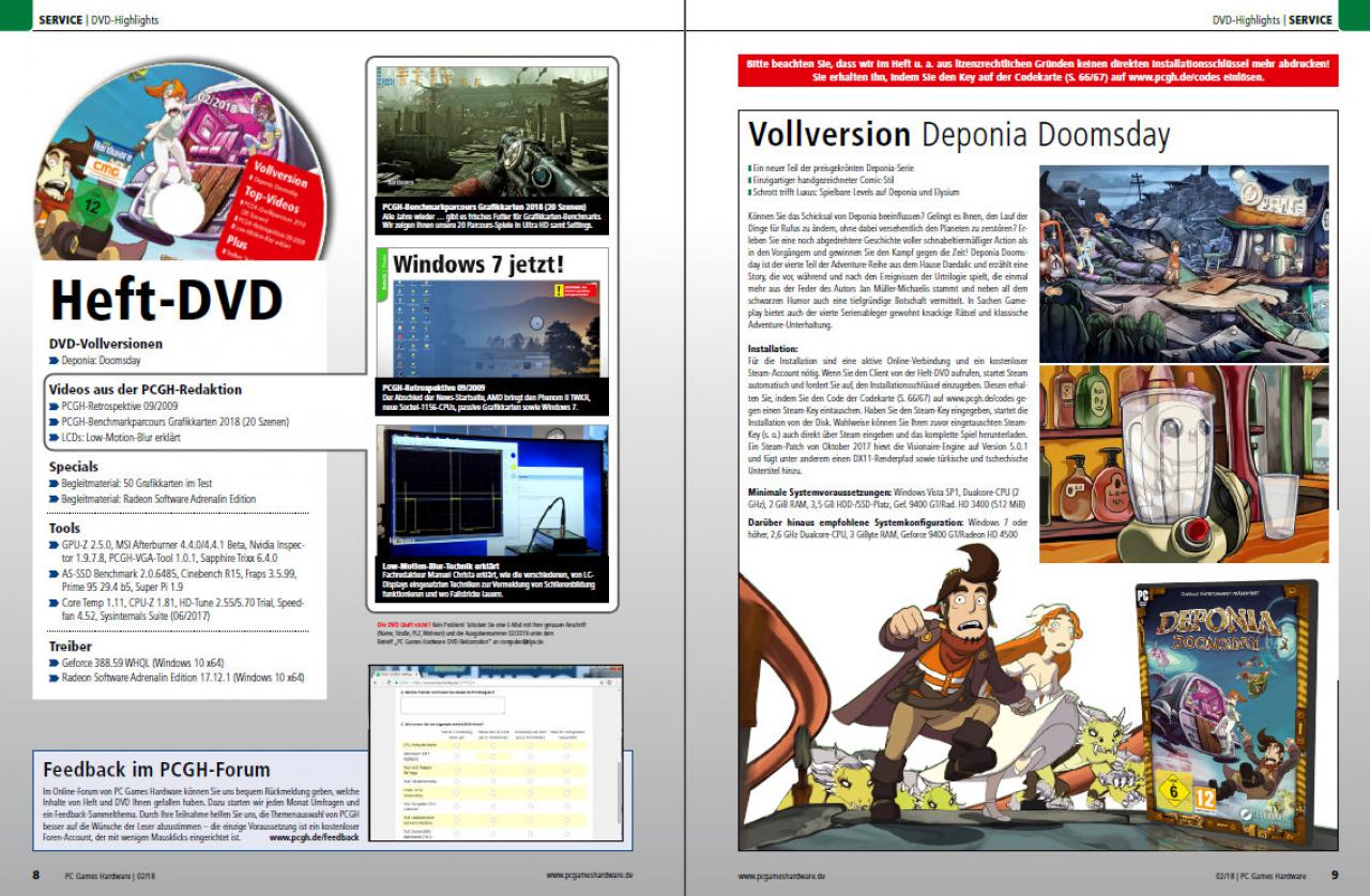[18/12/2017] DVD-Inhalt PC Games Hardware #208 (02/2018)