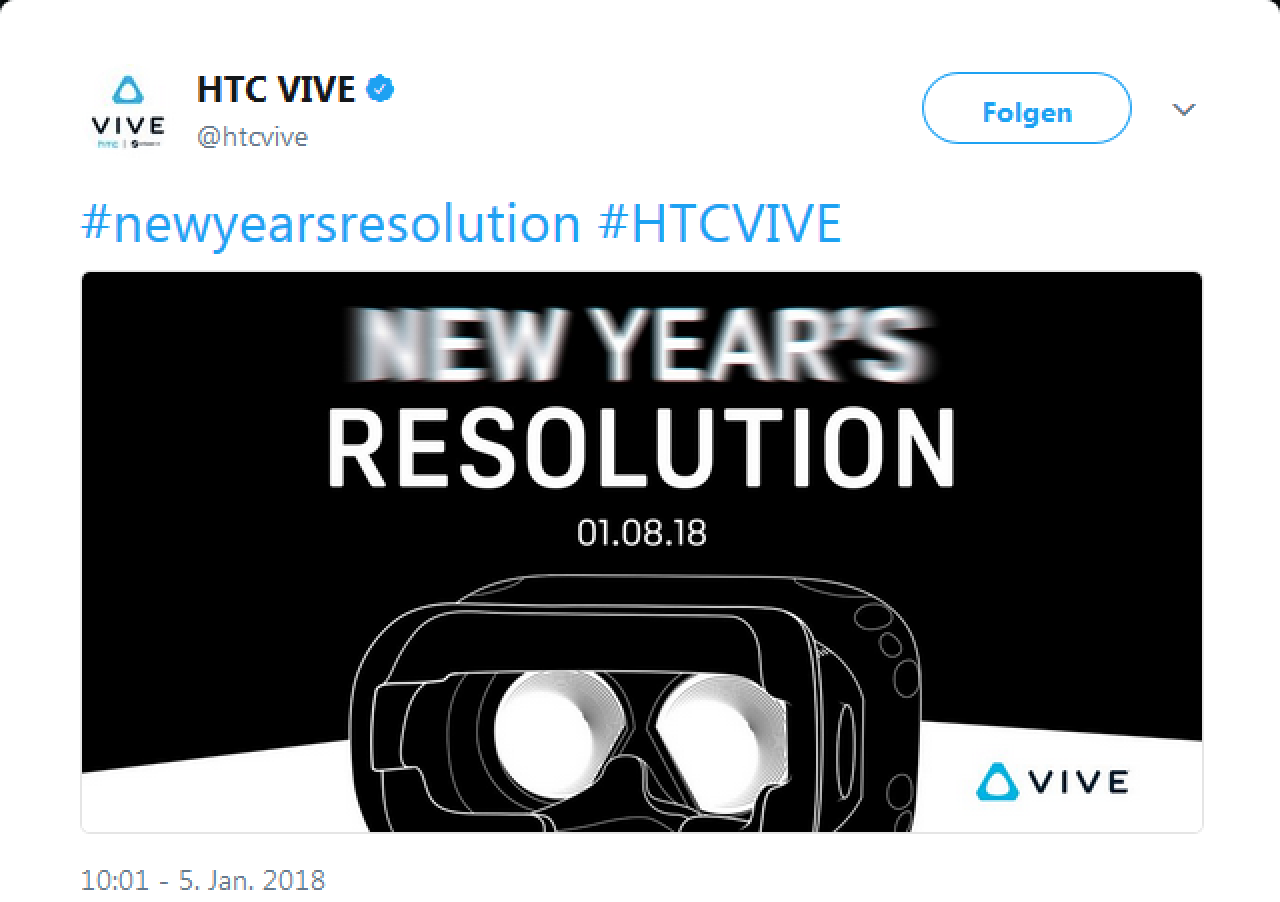 [06/01/2018] Tweet von HTC Vive