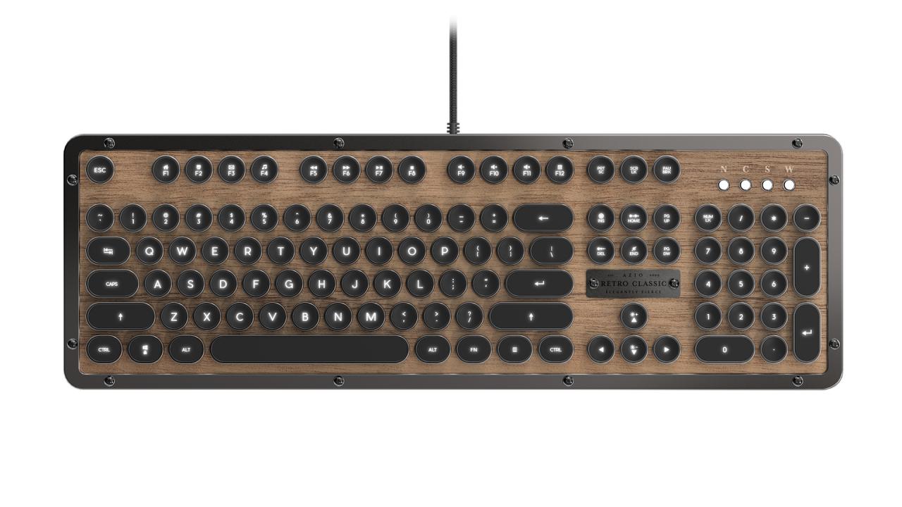 [02/02/2018] Azio Retro Classic: Mechanische Tastatur im Schreibmaschinenstil mit Leder oder Holz (3)