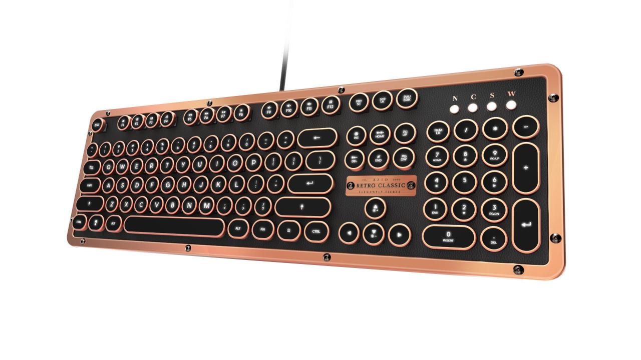 [02/02/2018] Azio Retro Classic: Mechanische Tastatur im Schreibmaschinenstil mit Leder oder Holz (5)