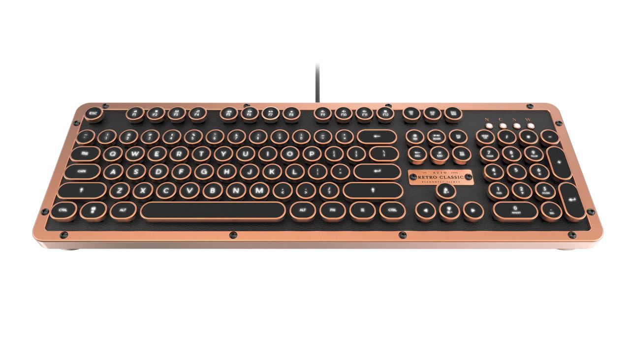 [02/02/2018] Azio Retro Classic: Mechanische Tastatur im Schreibmaschinenstil mit Leder oder Holz (9)