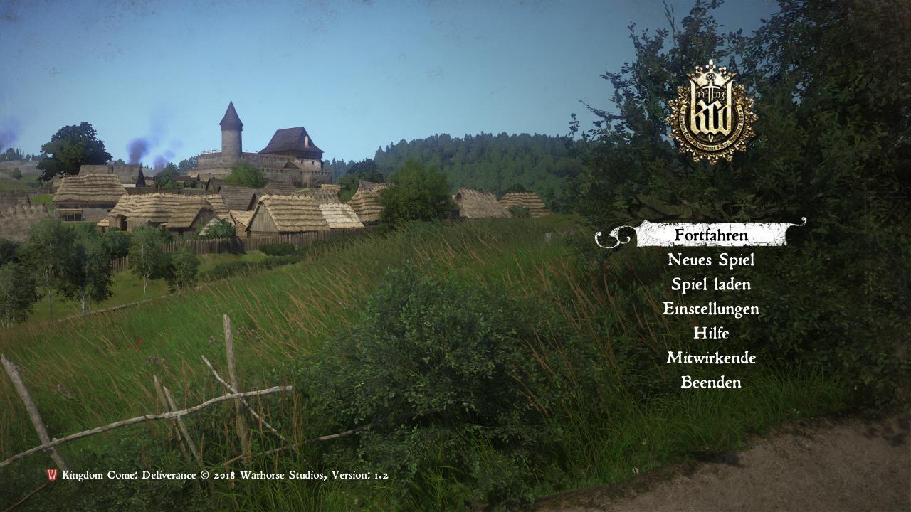 [12/02/2018] Kingdom Come Deliverance: Der Startbildschirm unseres auf Version 1.2 gepatchten Codes (Bild: 5K mittels VSR, downsampled auf 1440p)