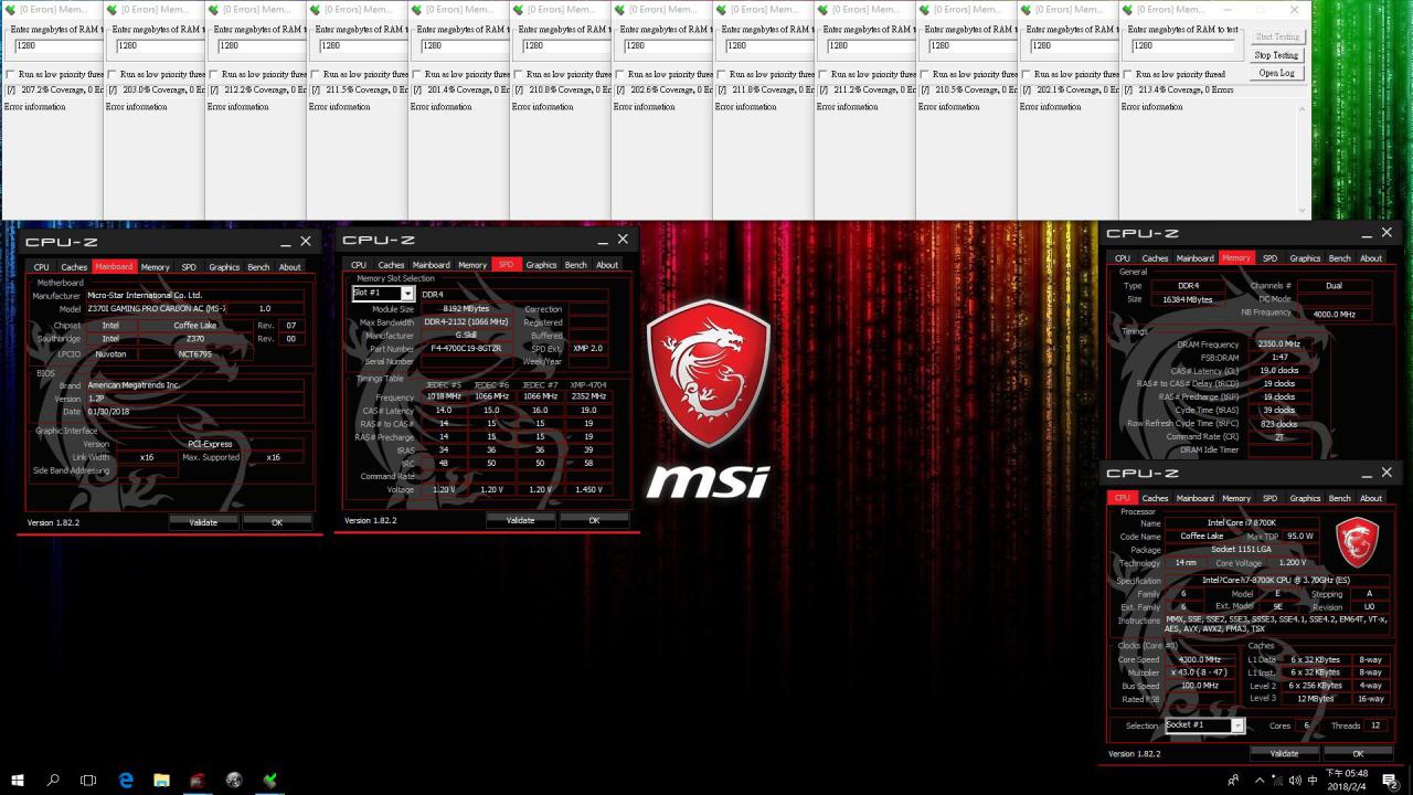 [06/02/2018] G.Skill F4-4700C19D-16GTZR: 2 × 8 GiByte DDR4-4700 (19-19-19-39 @ 1,45 Volt)