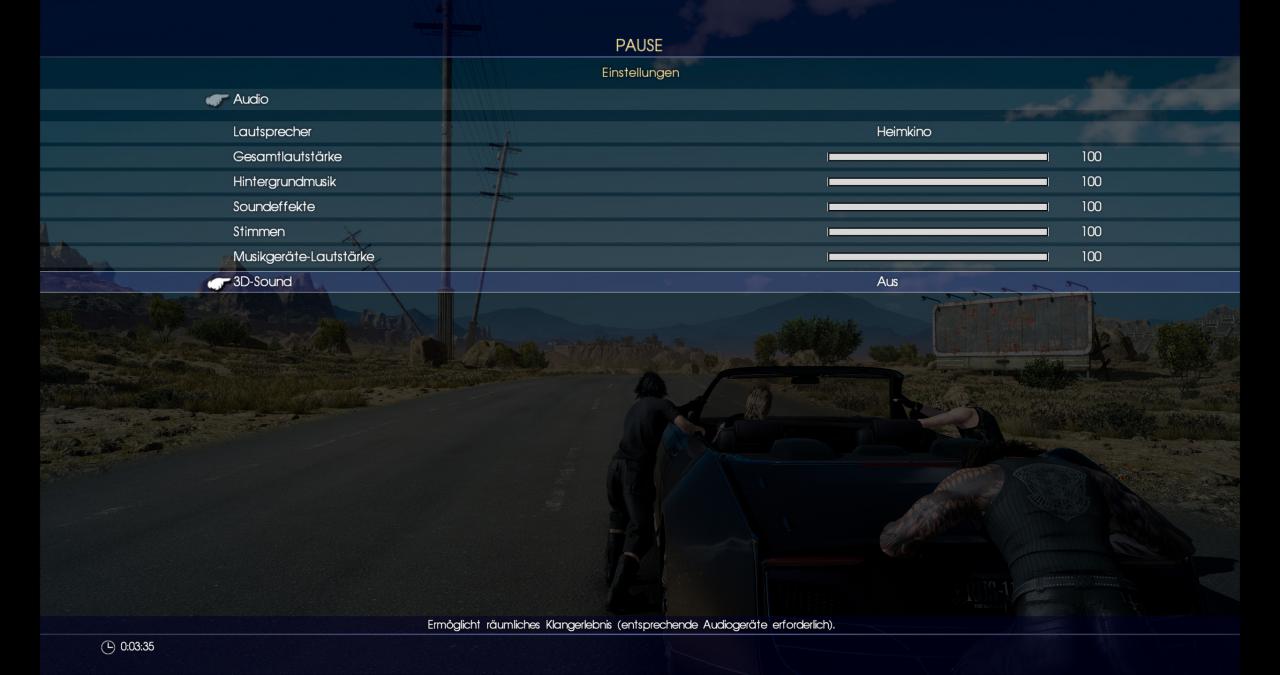 [07/03/2018] Final Fantasy XV (FF15): Soundoptionen