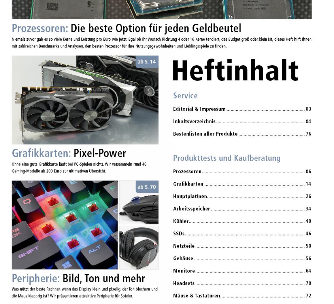 [23/03/2018] PCGH-Sonderheft 01/2018: Inhalt