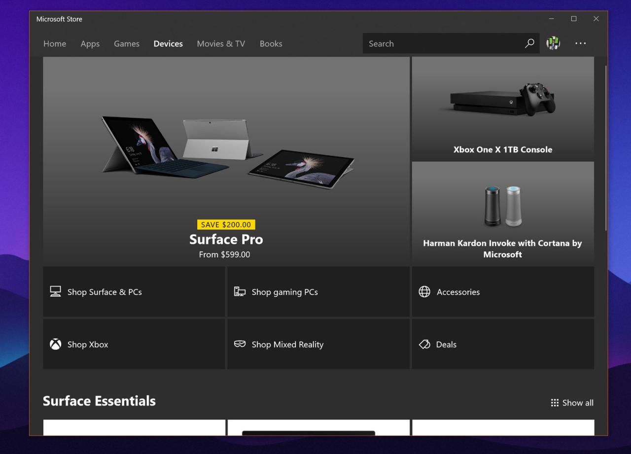 [25/03/2018] Microsoft Store: App erhält neue Rubrik mit 