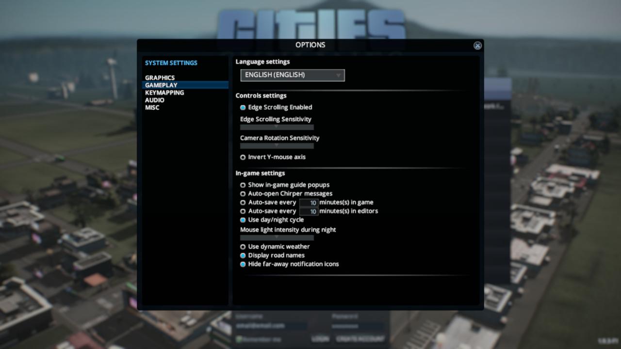 [26/04/2018] Cities Skylines Gameplay Options