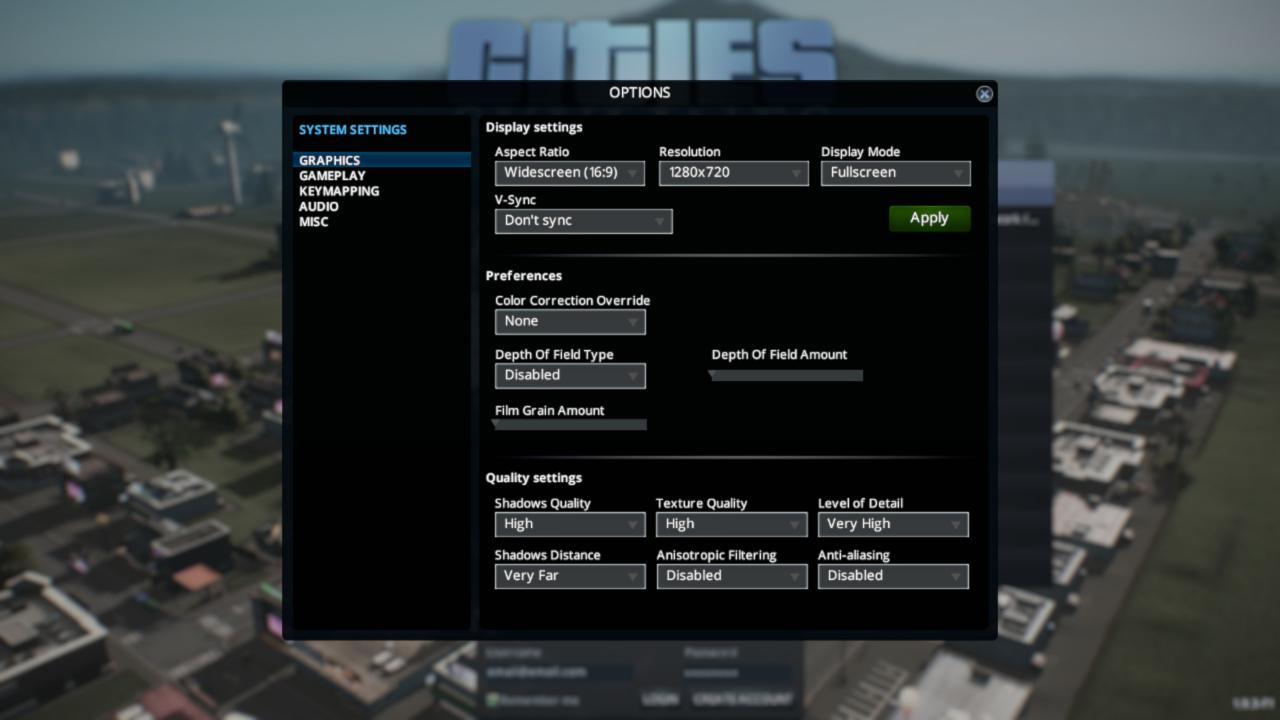 [26/04/2018] Cities Skylines Graphics Options