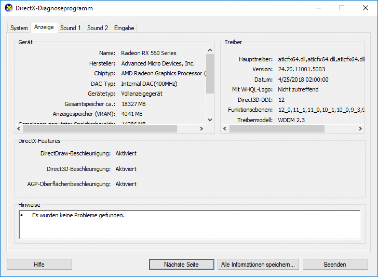 [11/05/2018] DXDiag Radeon RX 560