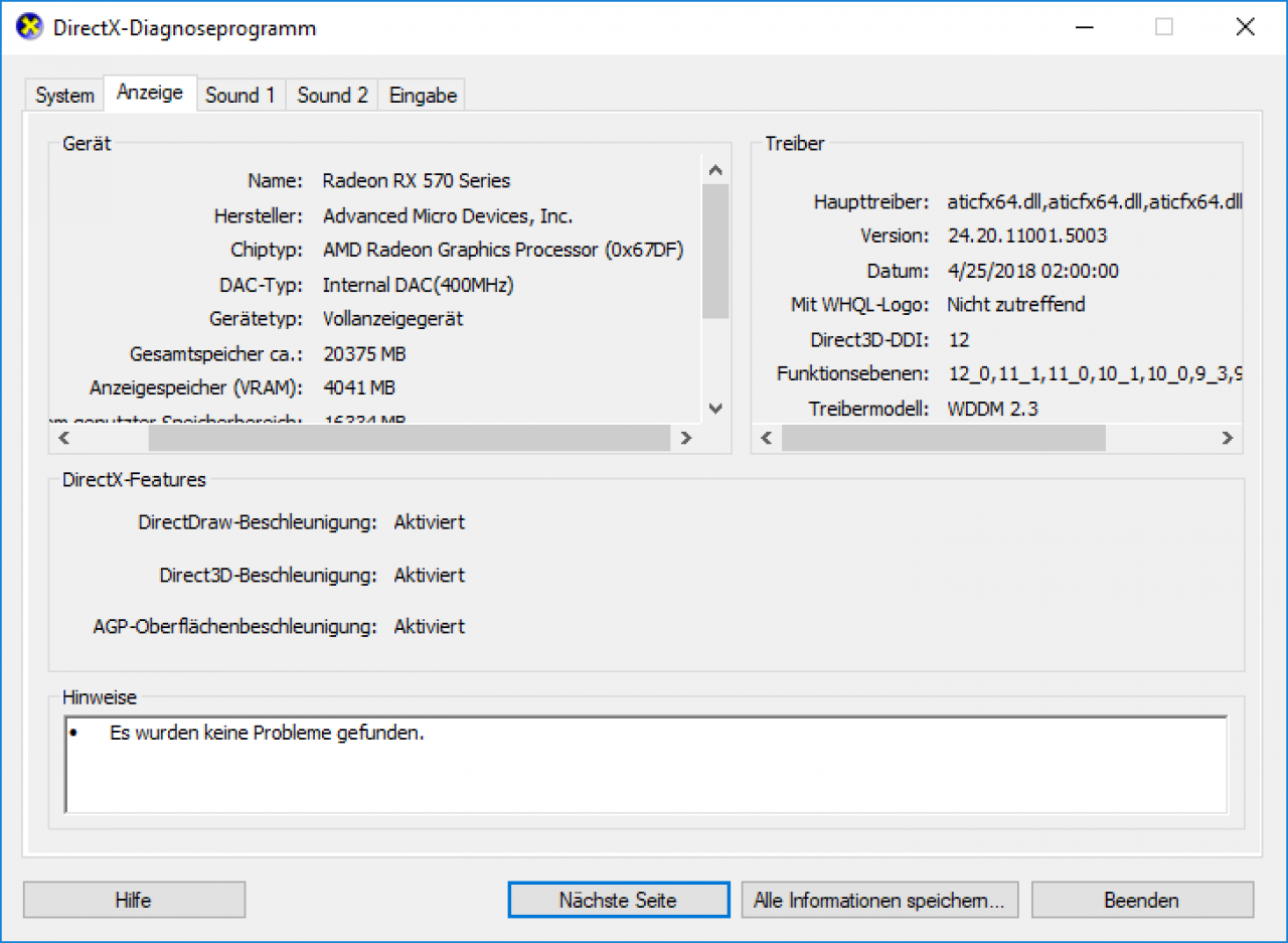[11/05/2018] DXDiag Radeon RX 570