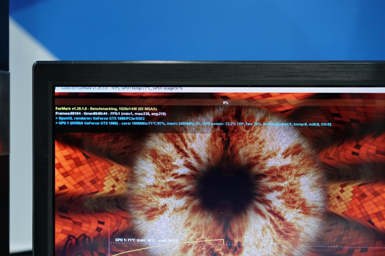 [11/06/2018] Monsterlabo The First: In dem Testsystem ohne Lüfter steckte noch eine Geforce GTX 1080, die nicht mehr adäquat gekühlt werden konnte. Im Furmark kletterte die Temperatur schnell auf 79 °C, wo das Programm schließlich abgebrochen wurde. Ein aktiver 140-mm-Lüfter schafft Abhilfe.