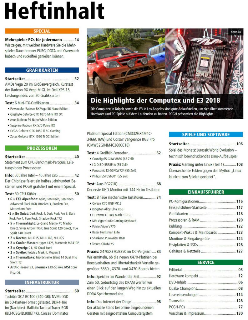 [28/06/2018] PCGH 08/2018 (#214): Inhalt