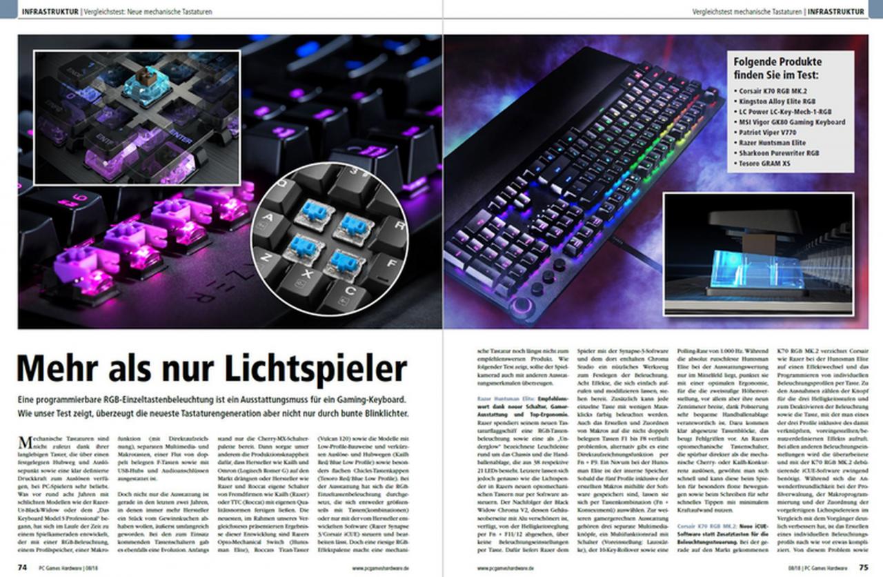 [28/06/2018] PCGH 08/2018 (#214): 8 mechanische Tastaturen im Vergleichstest