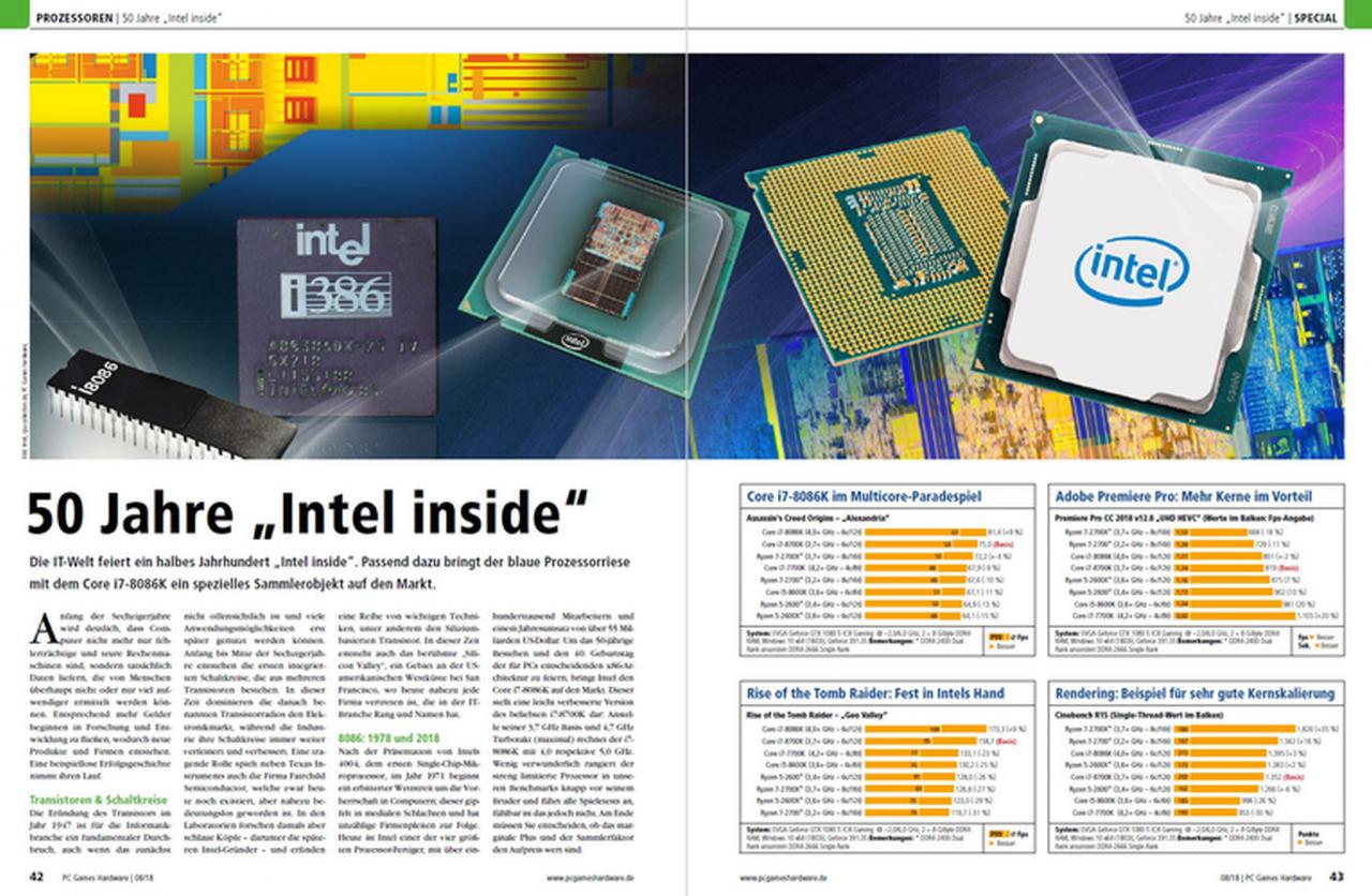 [28/06/2018] PCGH 08/2018 (#214):50 Jahre Intel + Benchmarks des Core i7-8086K