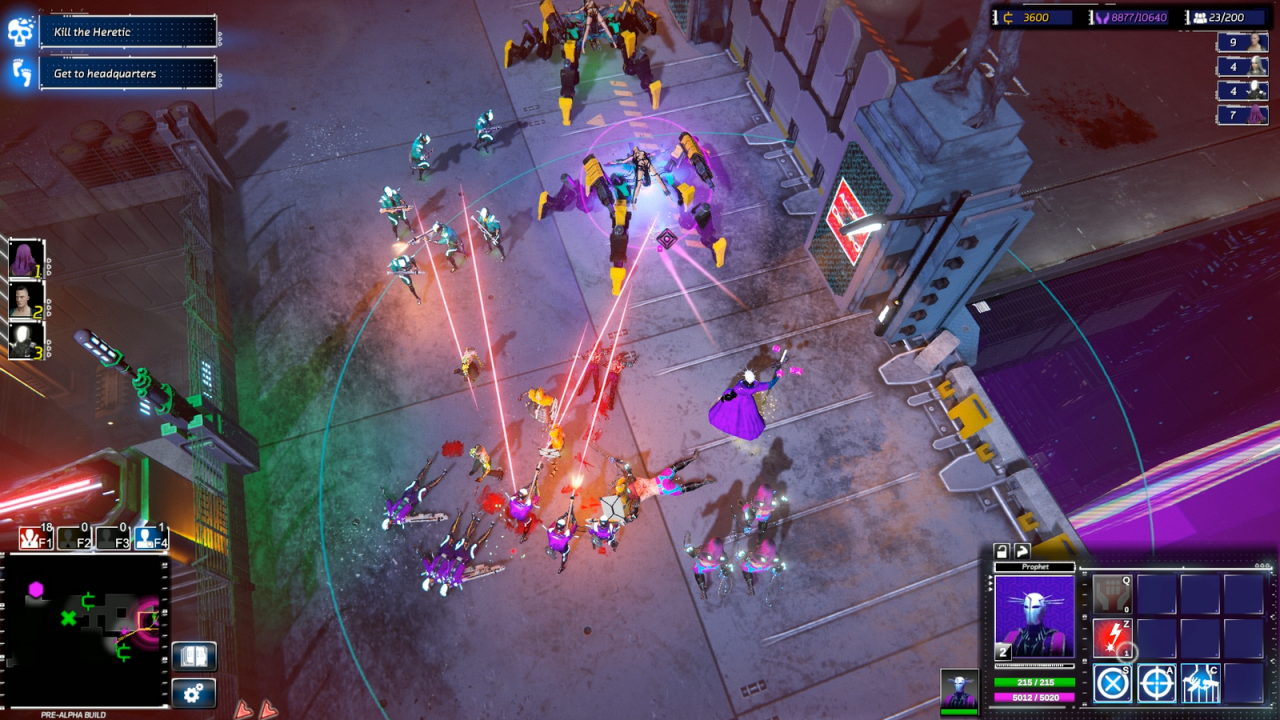 [15/06/2018] Re-Legion, Ice Code GamesPunk ist tot, es lebe der Cyberpunk! In einer technokratischen Gesellschaft versucht man als Prophet und Anführer eines neuen Kultes, den eigenen Machtradius und Einflussbereich zu erweitern. Um die Gegenwehr der „Ungläubigen“ im Keim zu ersticken, gilt es dann mittels Ressourcenmanagment Bürger vom eigenen Kult zu überzeugen, um so die eigenen Reihen mit Anhängern zu füllen. Kultisten können Cyber-Coins für Upgrades sammeln, beten, um Spezialfähigkeiten einzusetzen, oder vergrößern das eigene Territorium durch das Hacken von Gebäuden oder Werbetafeln.