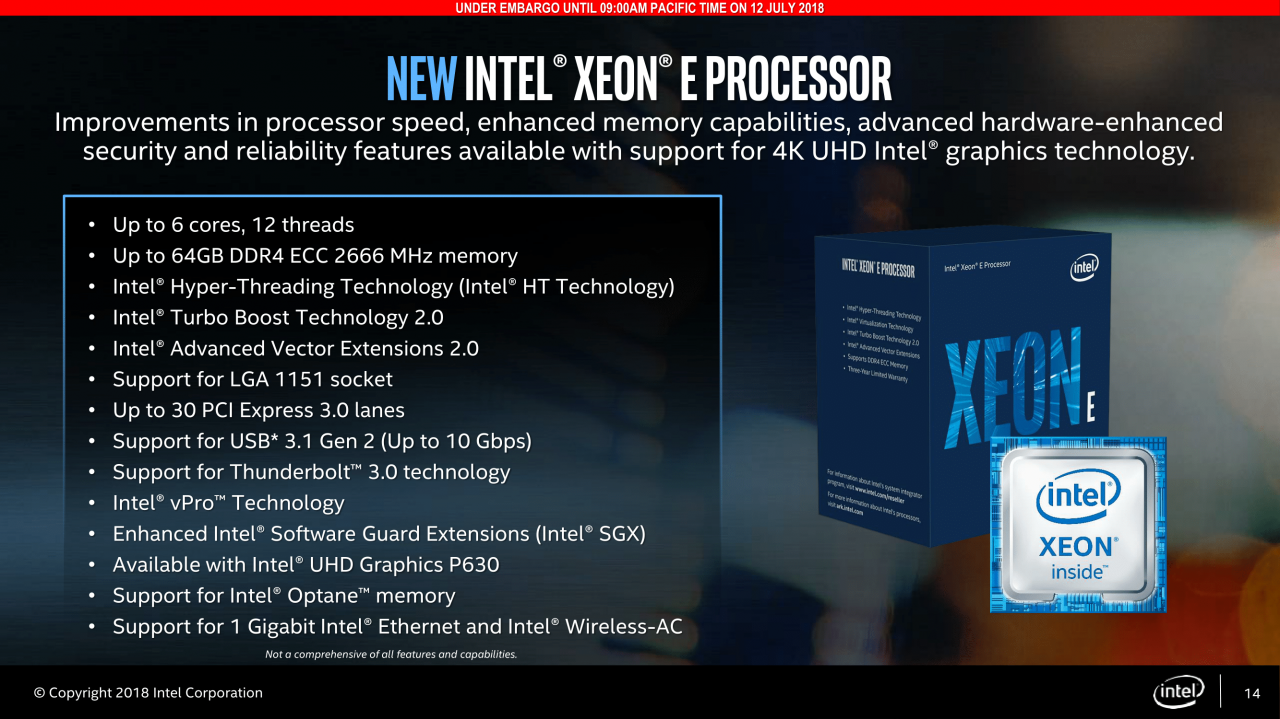[12/07/2018] Intel Xeon-E: Workstation-CPUs mit sechs Kernen (14)