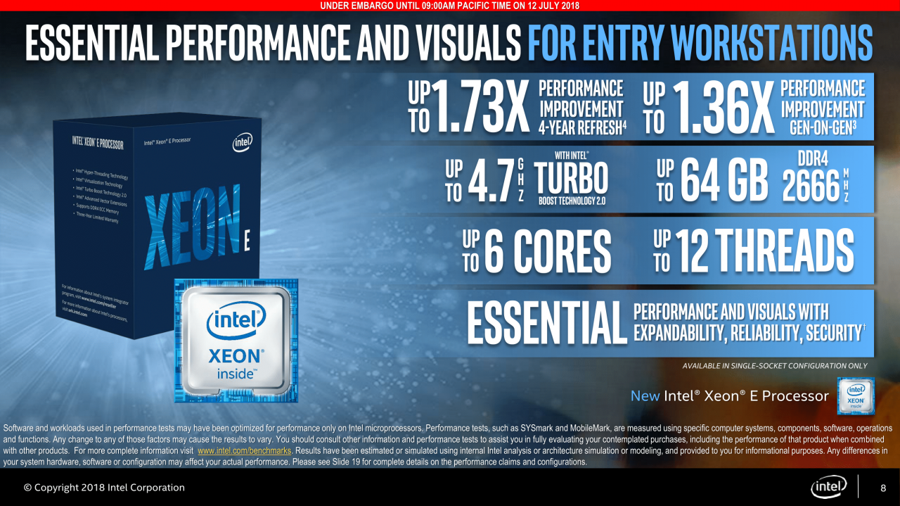[12/07/2018] Intel Xeon-E: Workstation-CPUs mit sechs Kernen (8)