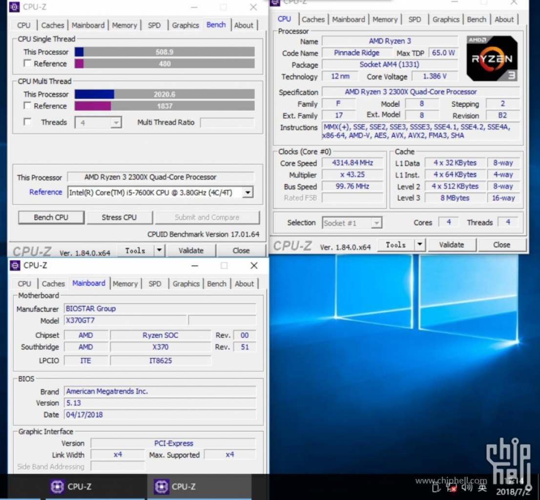 [02/07/2018] Ryzen 3 2300X: Erstmals abgelichtet, Cinebench mit knapp 4,3 GHz (3)