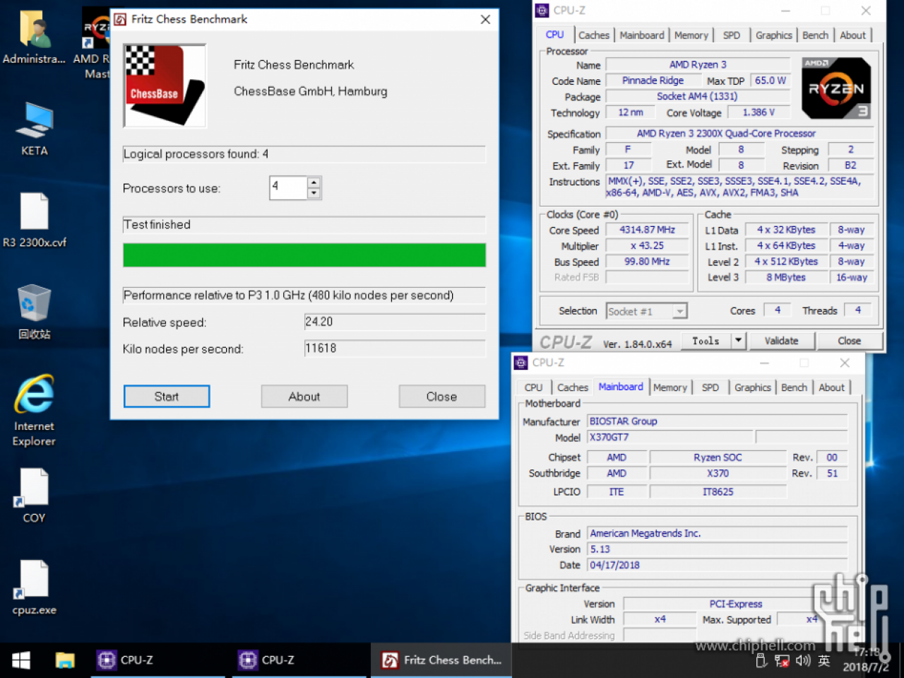 [02/07/2018] Ryzen 3 2300X: Erstmals abgelichtet, Cinebench mit knapp 4,3 GHz (5)
