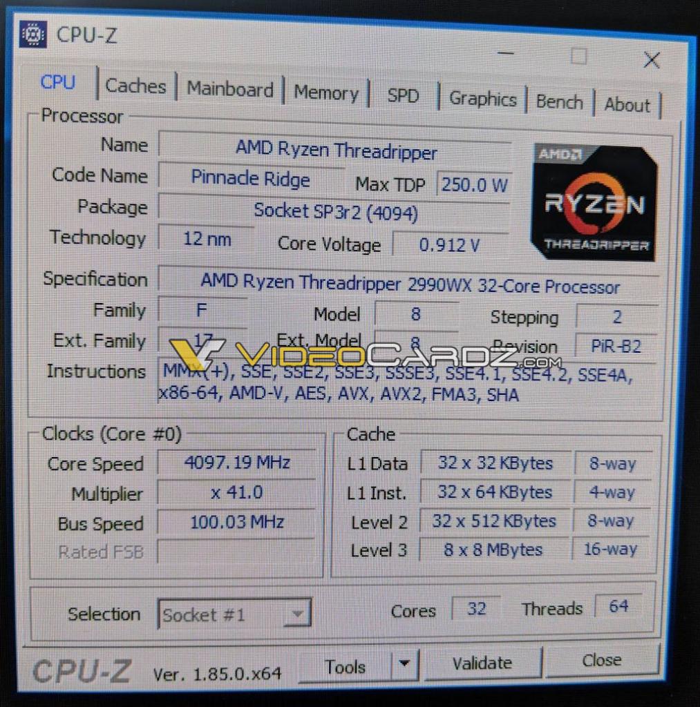 [30/07/2018] Geleakter CPU-Z-Screenshot eines Ryzen Threadripper 2990WX
