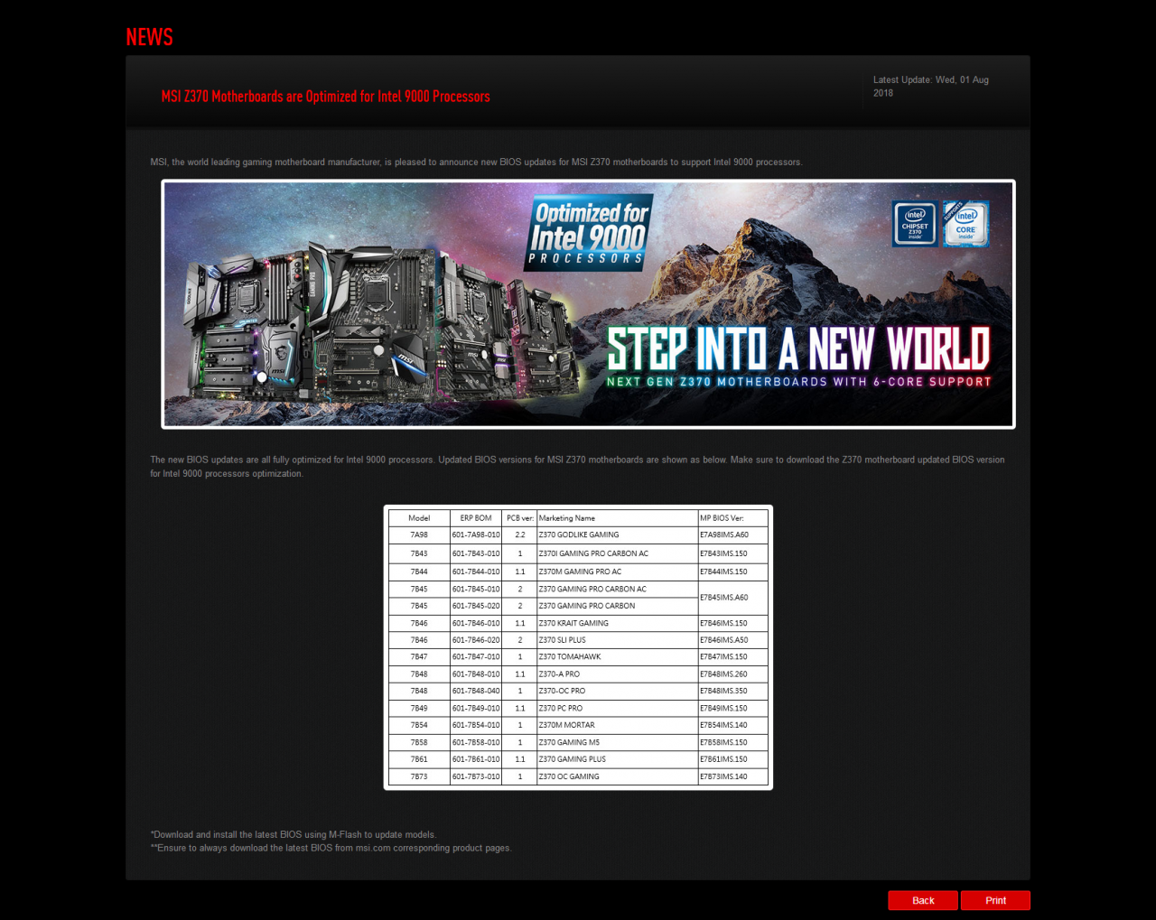 [02/08/2018] Intel Coffee-Lake-Refresh: MSI nennt Core i-9000 offiziell (1)