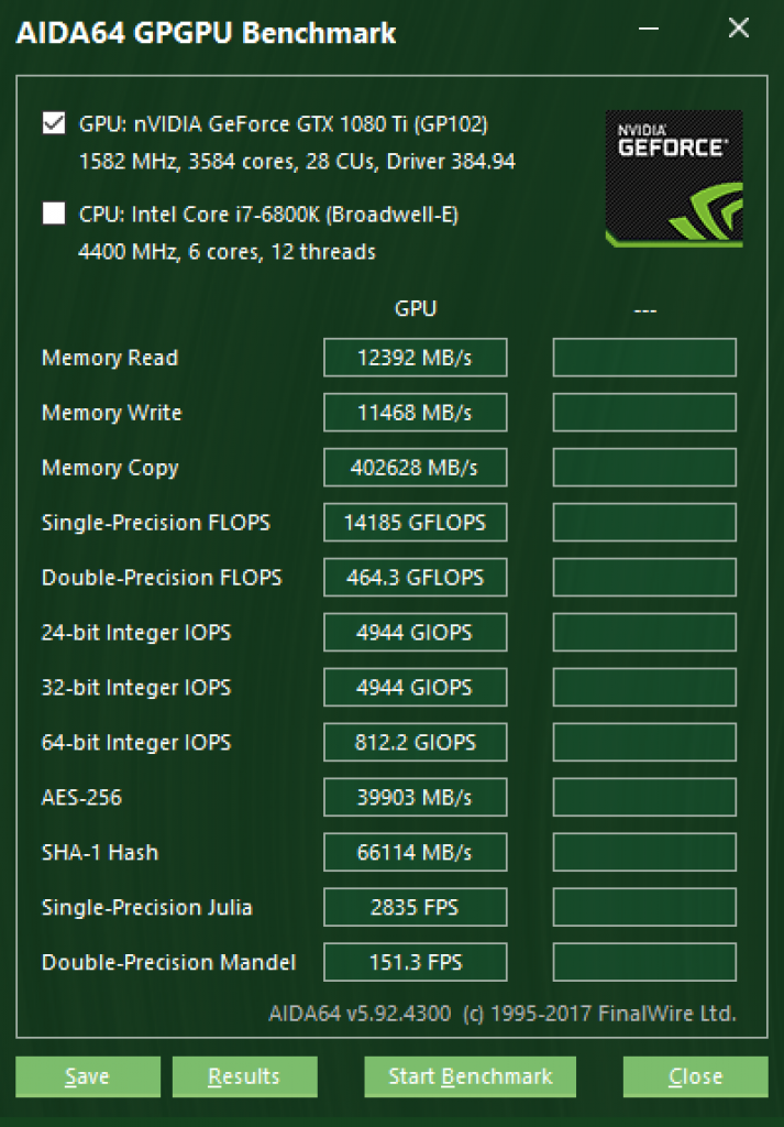 AIDA64 GPGPU Geforce GTX 1080 Ti 2076 6399 MHz