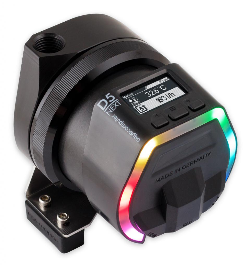 [08/10/2018] Aqua Computer D5 Next: Wakü-Pumpe mit intelligenter Elektronik, RGB-LEDs und OLED-Display (1)
