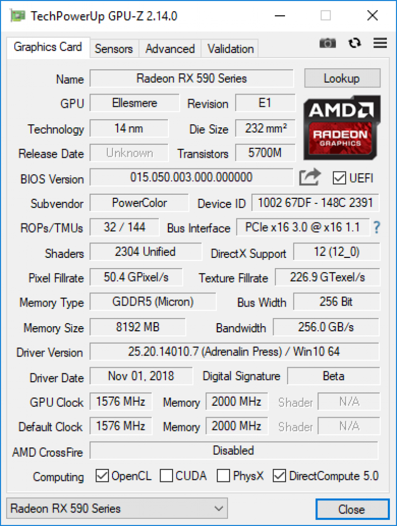 [15/11/2018] Powercolor Radeon RX 590 Red Devil