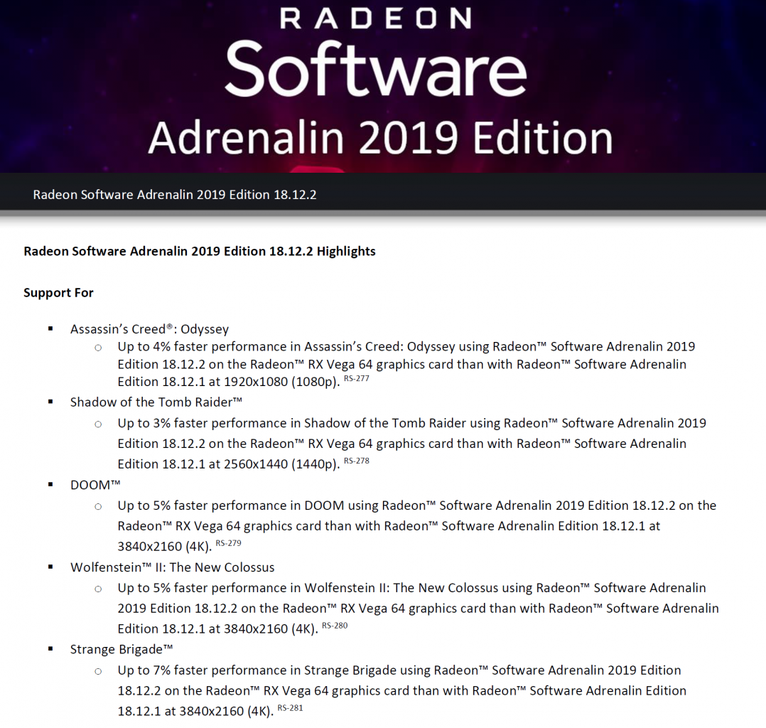 [13/12/2018] Radeon Software Adrenalin 2019 Edition 18.12.2: Performance-Verbesserungen